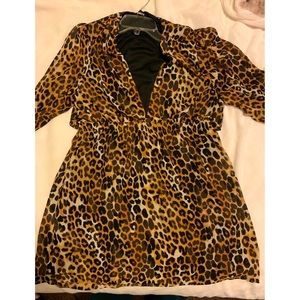 Leopard print, low V cut dress for woman
